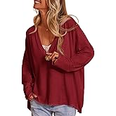 Tankaneo Womens Oversized T Shirts Casual V Neck Batwing Long Sleeve Shirts Loose Fit Tunic Tops