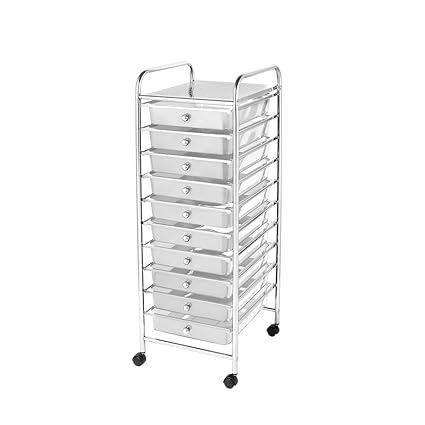 Home Treats Storage Trolley On Wheels White 10 Drawer Storage