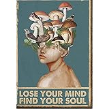 Graman Metal Vintage Tin Sign Mushrooms Hunter Lose Your Mind Find Your Soul Funny Retro Wall Art Sign 8X 12inch
