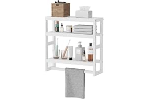 viewcare Bathroom Shelves for Storage, Small Shelf Over Toilet, Adjustable 3 Tiers Shelf for Bathroom Storage (White)