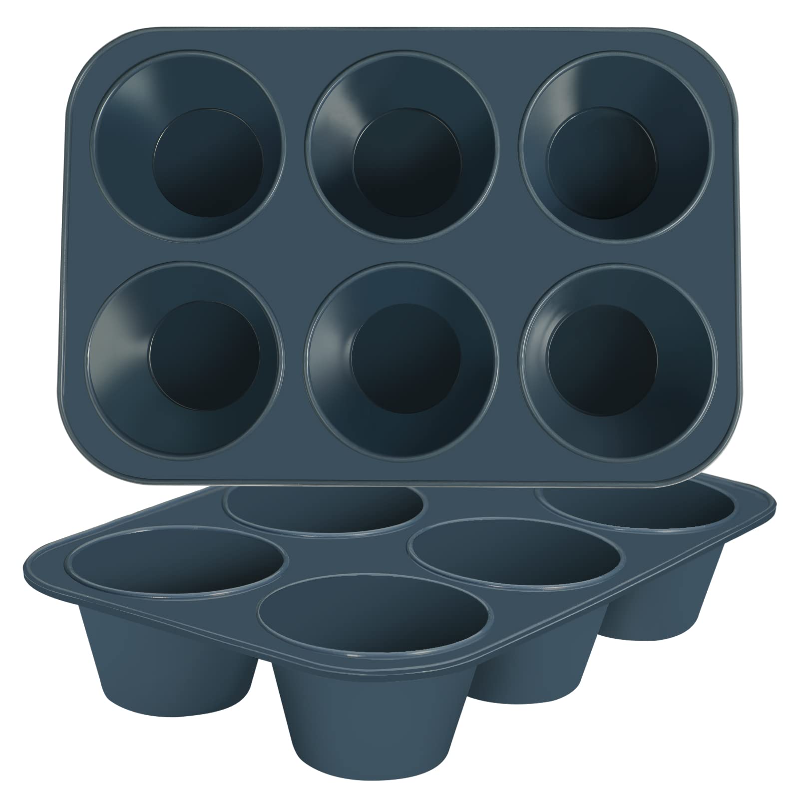 webake Deep Muffin Tray Silicone Large Muffin Cases Muffin Tin 2 Pcs Deep Yorkshire Pudding Tray Giant Cupcake Mould for Baking Cupcakes, Cakes, Pudding 27.8 x 19 x 5 cm