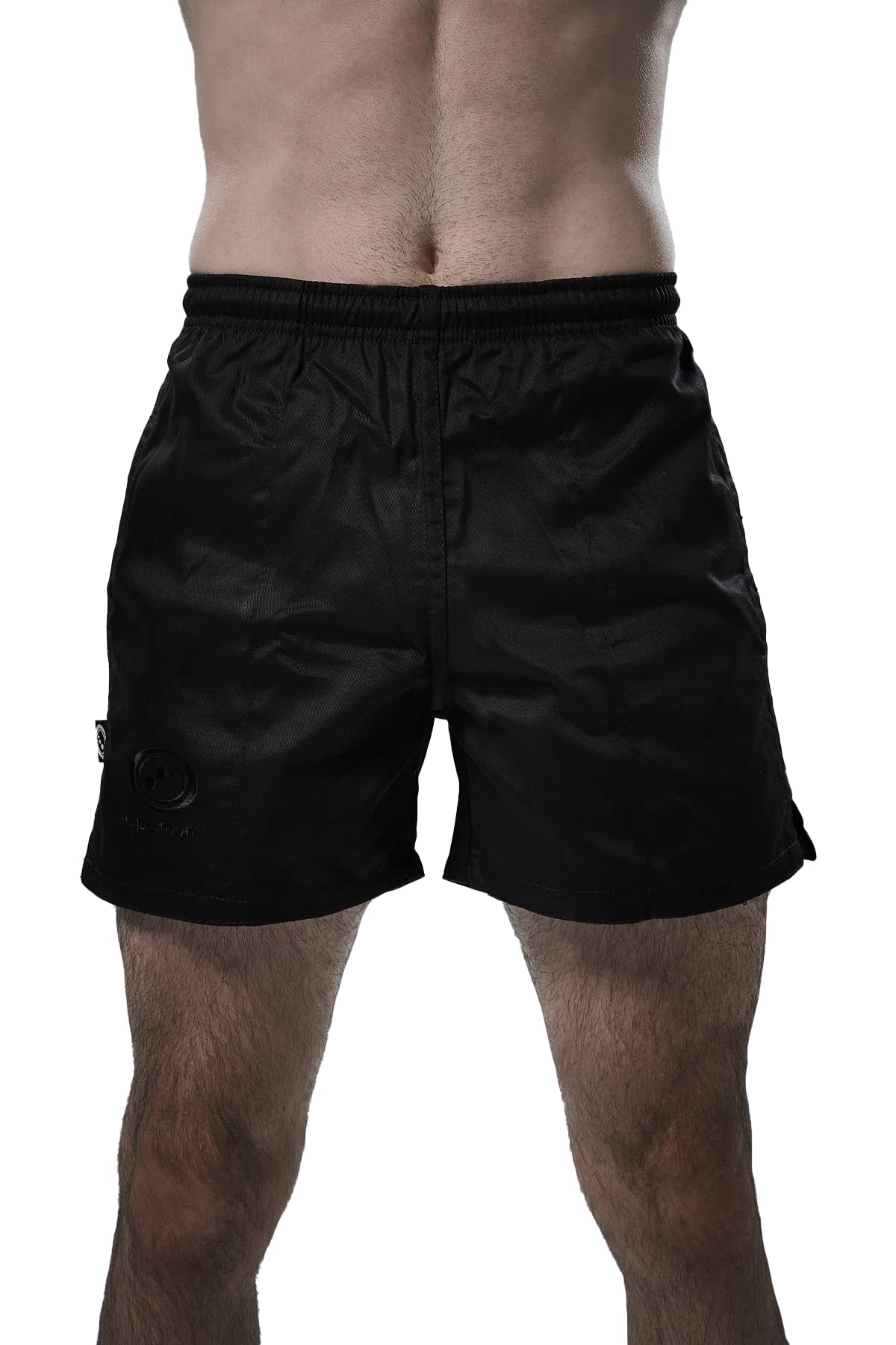 Optimum Men's Auckland Rugby Shorts with Internal Drawstring & Pockets, Ideal for Gym, Training, & Outdoor Activities Workouts, Running, Cycling, and Marathons | 32 Inches, Black