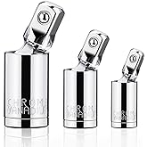 3PCS Universal Joint Socket Set, 1/4&rdquo; 3/8&rdquo; 1/2&rdquo; Drive Swivel Socket Adapter Set, Premium Chrome Vanadium Steel Universal Joint Socket Adapter Suitable for Narrow Spaces- Tiosamd