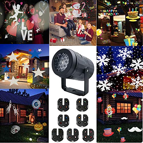Christmas Projector Lights for Indoor, LED Night Light Projector with 7 Multicoloured Switchable Slides for Graduation Prom, Holiday, Halloween, Birthday, Valentine's, Easter, Party Decor