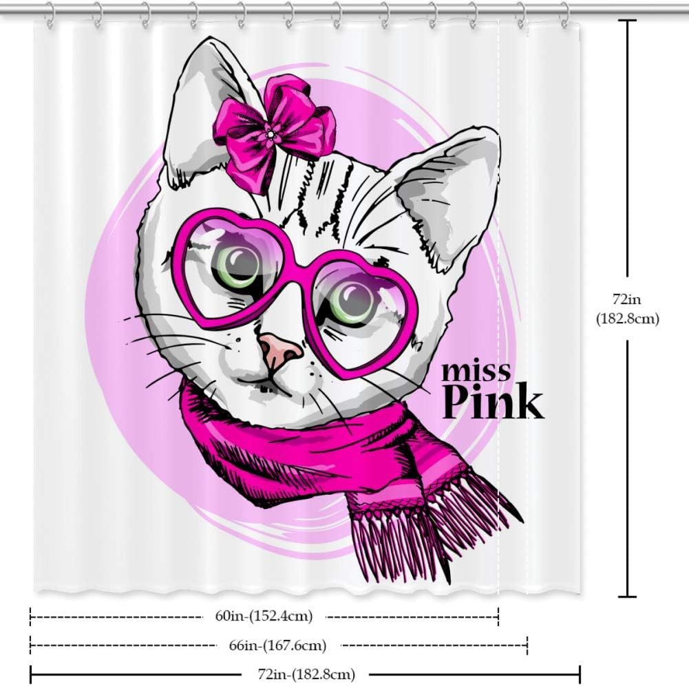 Amazon シャワーカーテン Royallove 浴室カーテン 白猫 子猫 イラスト ユニットバス カーテン お風呂 速乾 軽量 薄手 フック付属 165 180cm シャワーカーテン ホーム キッチン オンライン通販