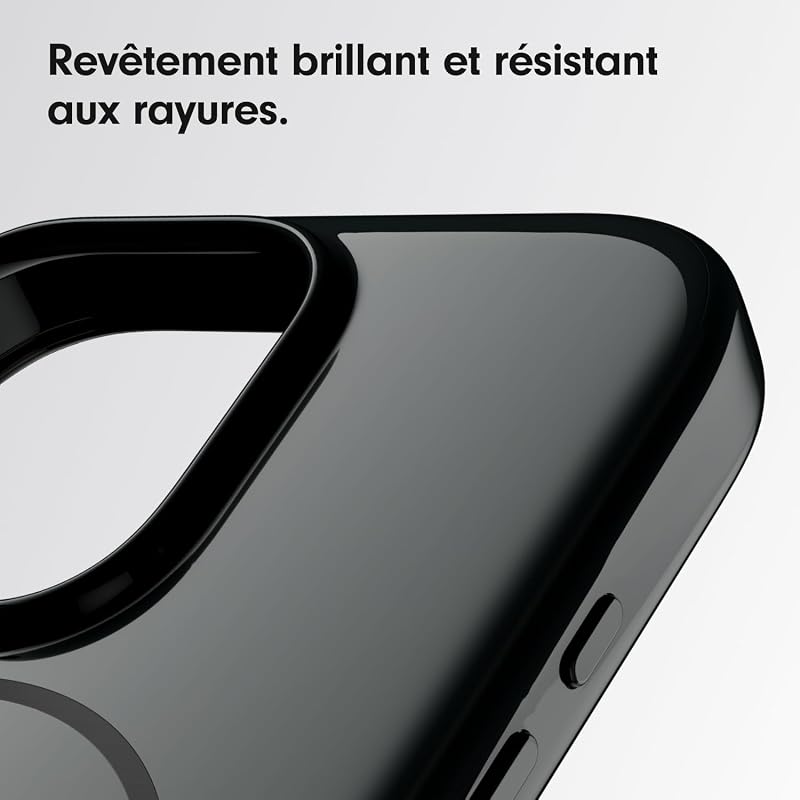 Coque pour iPhone 16 Pro – Compatible MagSafe, Revêtement Protecteur Anti-Rayures, Design Fin, revêtement intérieur en Microfibre – Noir obscur