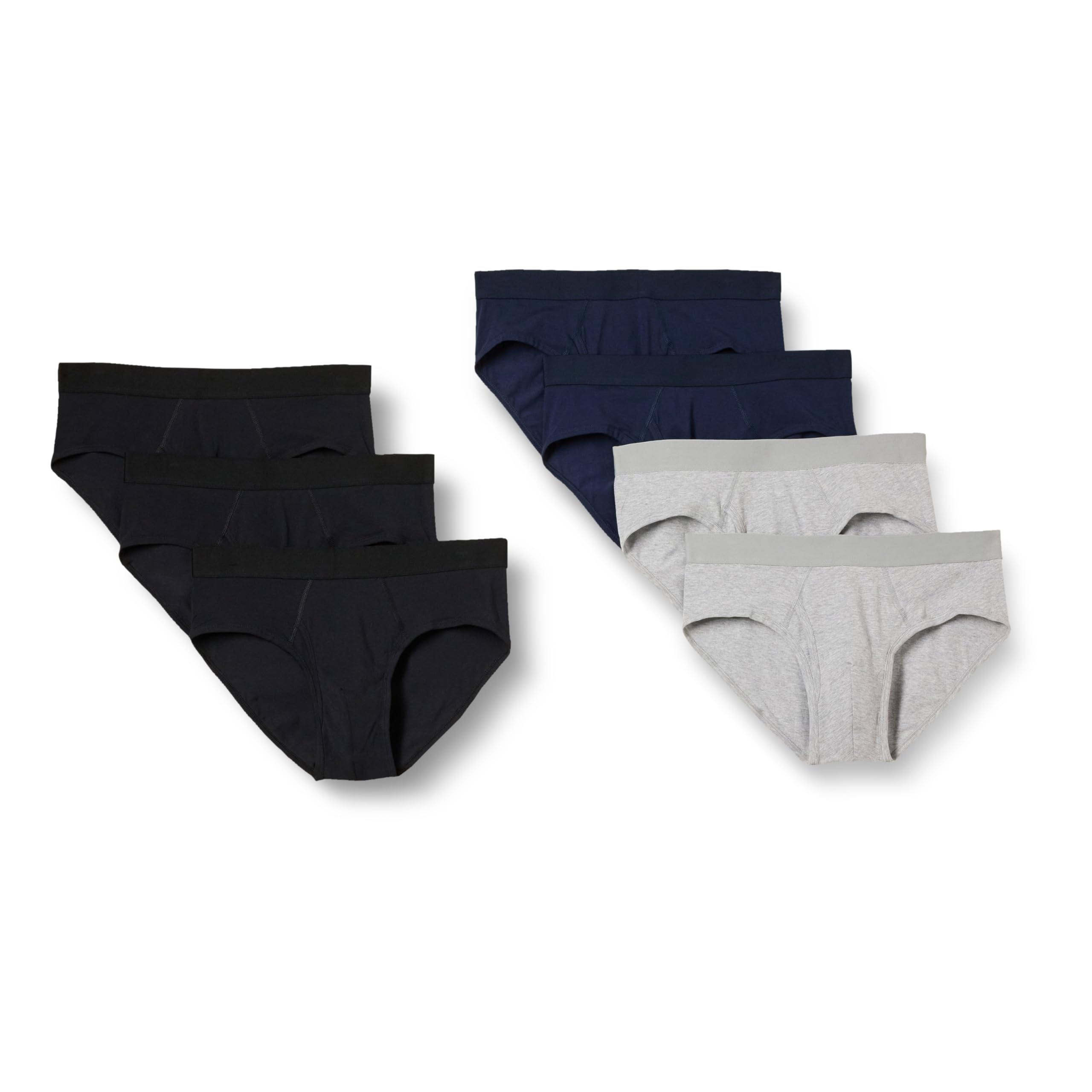 Photo 1 of Amazon Essentials Men's Cotton Jersey Briefs, Pack of 7, Available in Big & Tall, Black/Navy/Grey Heather, 3X-Large