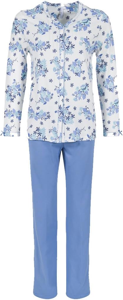 2062-365-6-527 Women's Blue Floral Cotton Pyjamas PJs