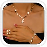 Unicra Pearl Jewelry Set Gold Prom Formal Necklace Earrings Bracelet Sets Rhinestone Bridal Wedding Jewelry Sets for Women and Brides