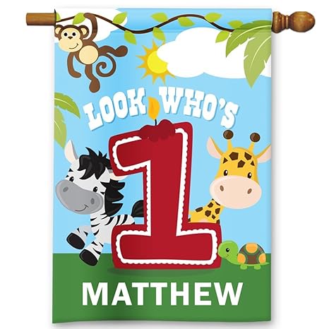 Amazon Com Look Who S 1 Jungle Animals Happy 1st Birthday First