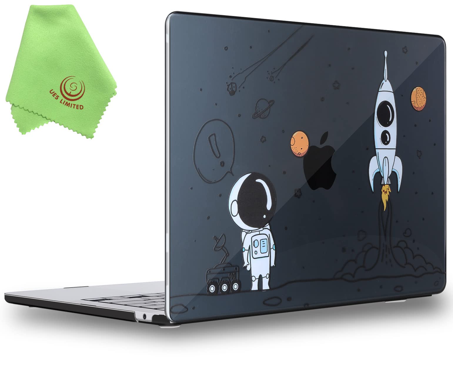 UESWILL Compatible with 2022-2026 MacBook Air 13 inch M5 M4 M3 M2 Case Model A3449 A3240 A3113 A2681 Mac Air 13.6, Pattern Hard Shell Case Cover + Microfiber Cloth, Astronaut A