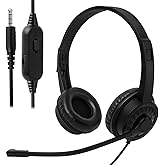 Ladont Kids Wired Headphones with Microphone for Classroom School Student K-12, 3.5mm Jack Wired Headphones for Chromebooks Computer PC Laptop-Black (1 Pack)
