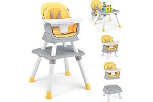 BABY JOY Baby High Chair, 8 in 1 Convertible Highchair for Babies & Toddlers | Booster Seat | Table and Chair Set | Building 