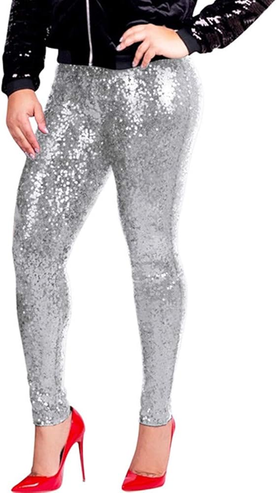 Legging Disco Brillant Taille Haute Pour Femme - Pantalon Clubwear, Stretch, Nylon/élasthanne, Tailles 4 à 18