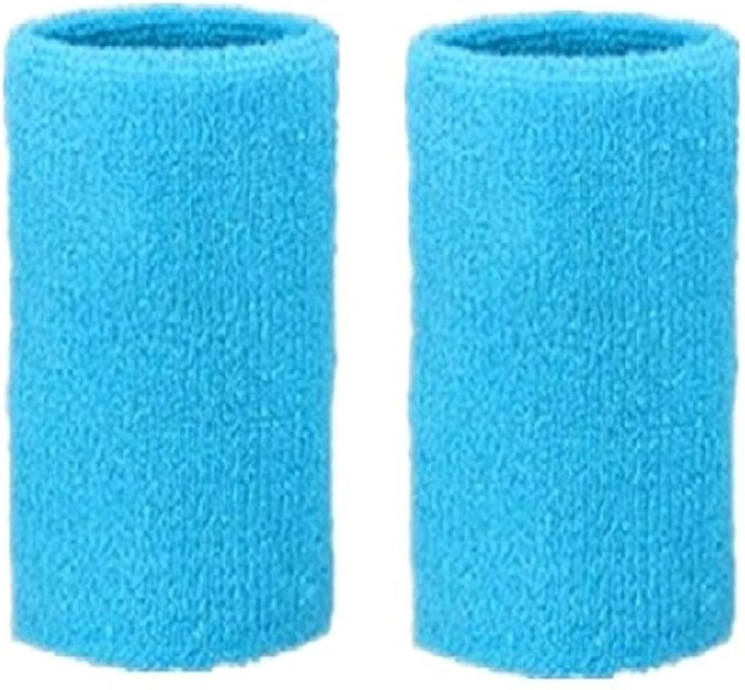 Mcolics 6' Inch Wrist Sweatband in 11 Athletic Cotton Wristbands Armbands (1 Pair) (Black): Clothing