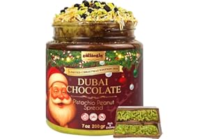SINCE 1871 GÜLLÜOGLU Gulluoglu Christmas Edition – Dubai Chocolate Pistachio Peanut Spread in Festive Holiday Jar | Limited Seasonal Gourmet Halal Dessert – 7 oz (200g)