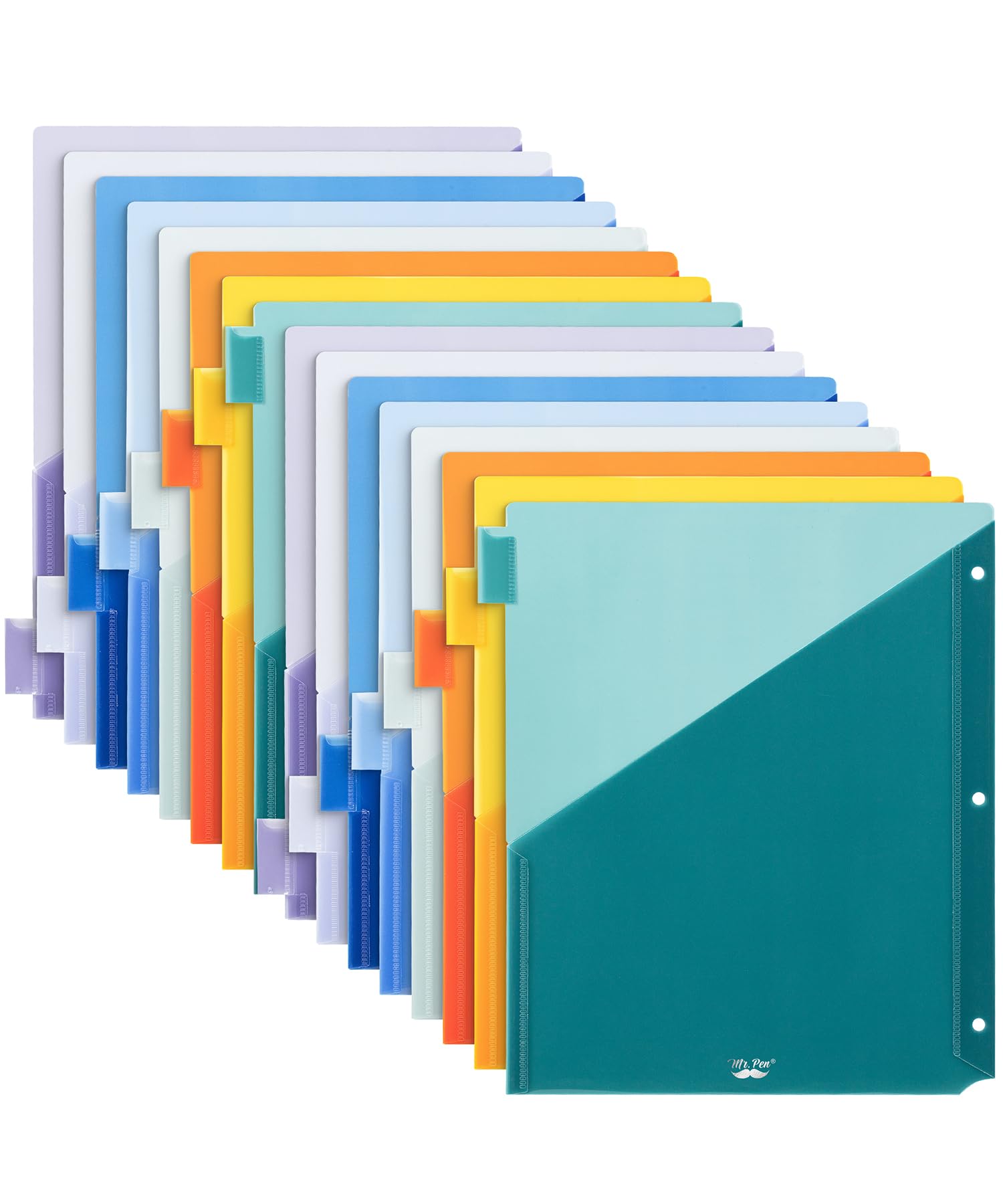 Photo 1 of Mr. Pen- Binder Dividers with Pockets and Tabs, 2 Sets, 8 Pack/Set, Coastal Sunrise, 3 Ring Binder Dividers with Tabs and Pockets on Both Sides