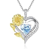 AENEAS Sunflower Necklaces for Women Sterling Silver You Are My Sunshine Necklace Sunflower Birthday Love Heart Mother's Day Gifts for Birthday Mothers Day Christmas Anniversary