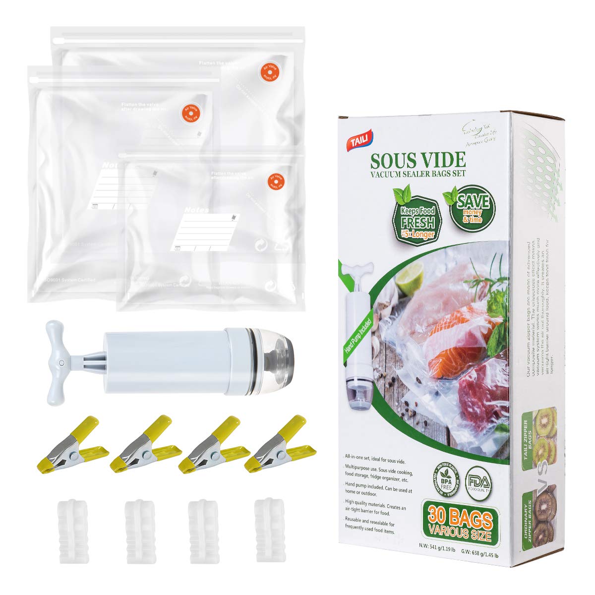 Buy TAILI Vacuum Sealer Bags Reusable 30 Sous Vide Bags & 4 Sous Vide
