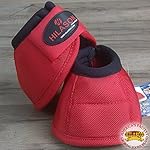 HILASON DURABLE HORSE BALLISTIC OVERREACH NO TURN BELL BOOTS PAIR RED