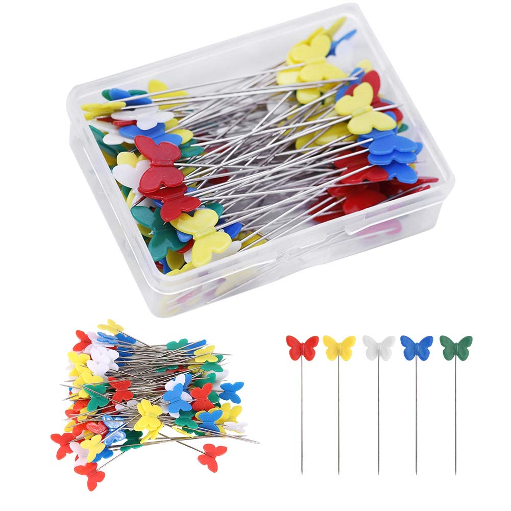 200Pcs Sewing Patchwork Pins Flat Button Head Pins, Multicolor Butterfly Shape Button Pins Sewing Pins Quilting Straight Pins DIY Projects Dressmaker Jewelry Decoration