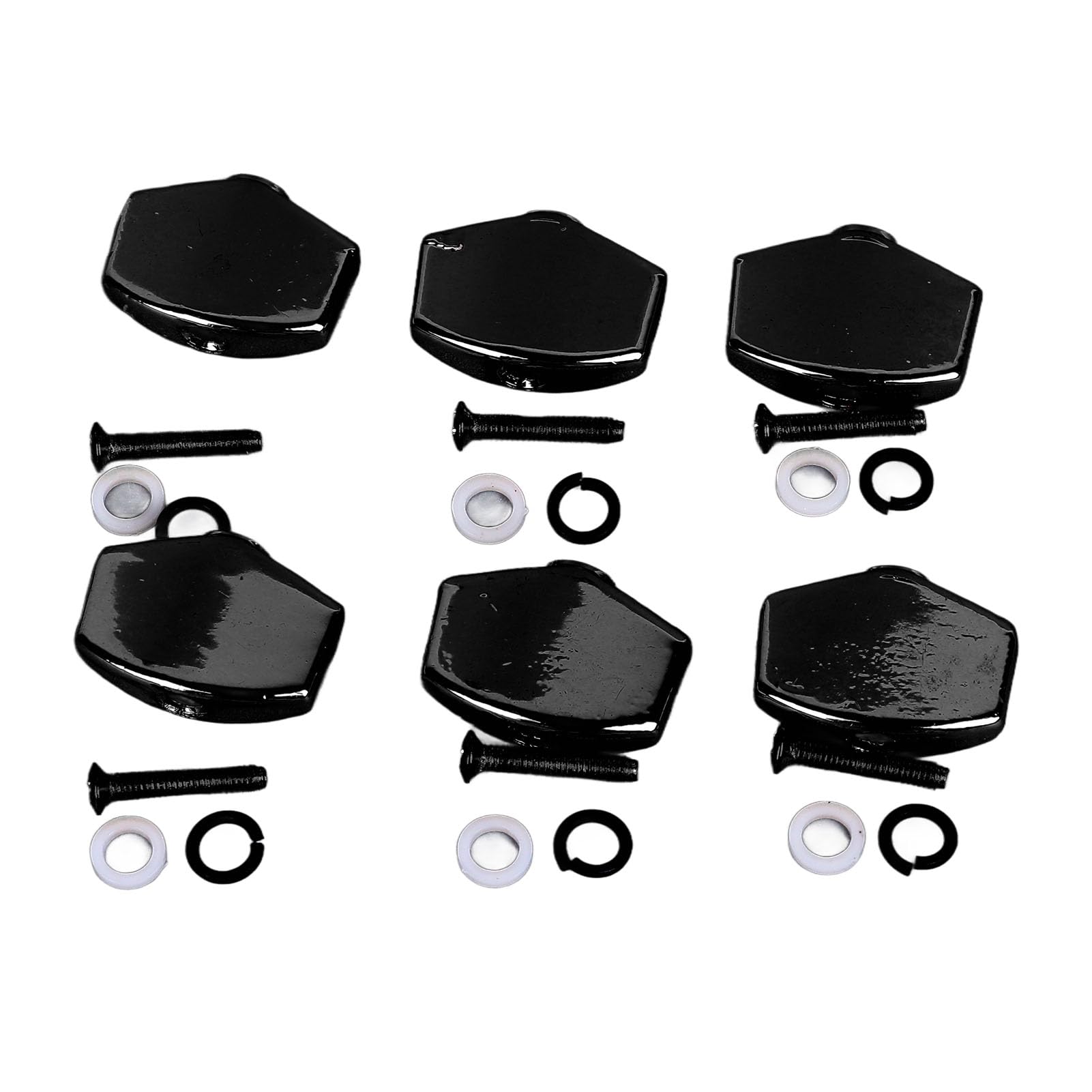 6Pcs Metal Guitar Tuning Peg Buttons Replacement for Acoustic Electric Guitar, Universal Tuning Peg Knobs, Easy to Install (Black)