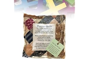CRYMOY Prayer Quilt with Cross Inside, 2024 New Pocket Prayer Quilt, Handmade Sew Colorful Prayer Quilt Squares with Wooden Cross Inside for Halloween Christmas Friends Family (#15)