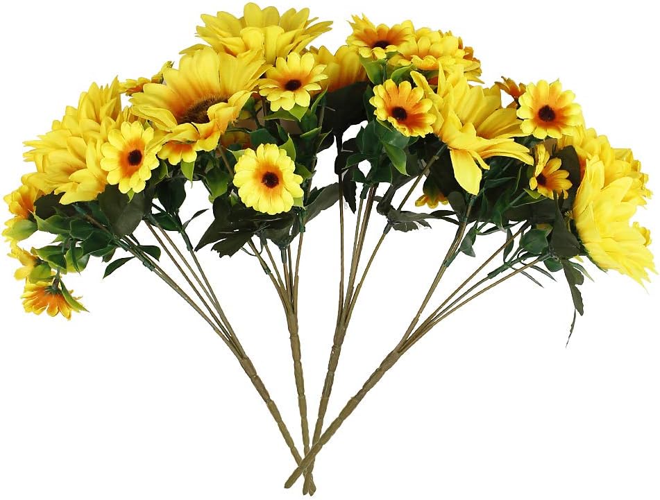Luyue Artificial Sunflower Silk Fake Flowers Faux