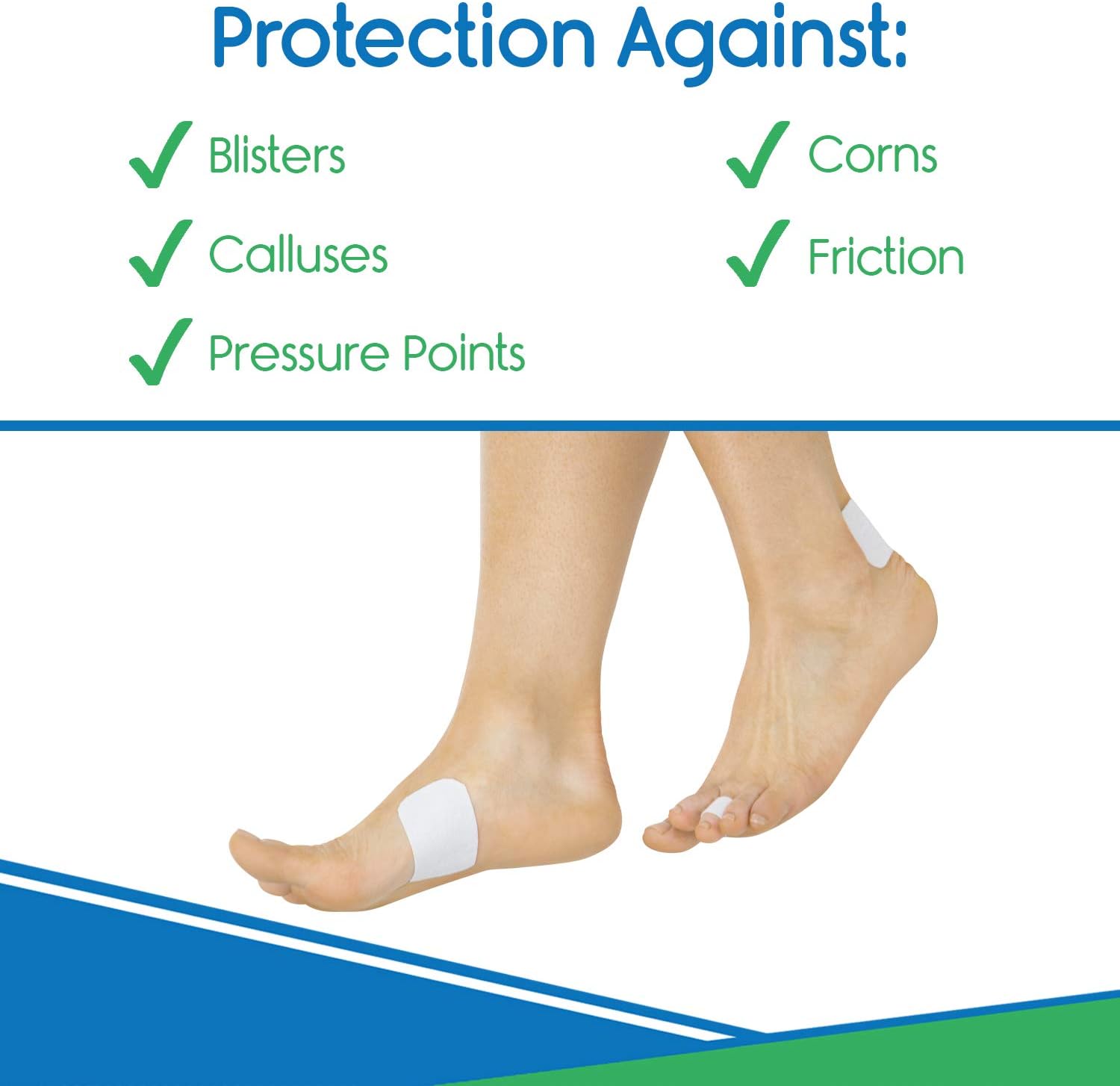 ViveSole Moleskin for Feet (8 Square Bandages) - Self Adhesive Blister Prevention Pads, Toes, Sore Spots - Large Precut Heavy Duty Aid Tape, Fabric Padding for Shoe Friction, Heel Callus Pain: Health & Personal Care
