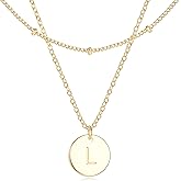 GNIRTSI Gold Layered Initial Necklaces for Women Satellite Chain Choker Disc Letter Y Coin Pendant 14K Gold Plated Minimalist Dainty Trendy Jewelry