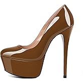 Eldof Womens High Heel Platform Pumps Round Toe Sky High Stilettoes 6" Party Dress Platform