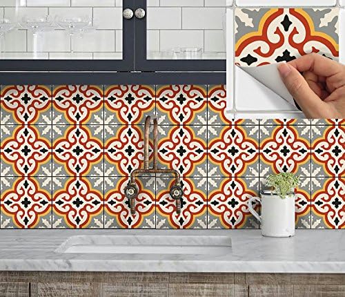 Tile Stickers Marrakech 24pc 6x6in Peel and Stick for kitchen and bath M002-6 24pcs
