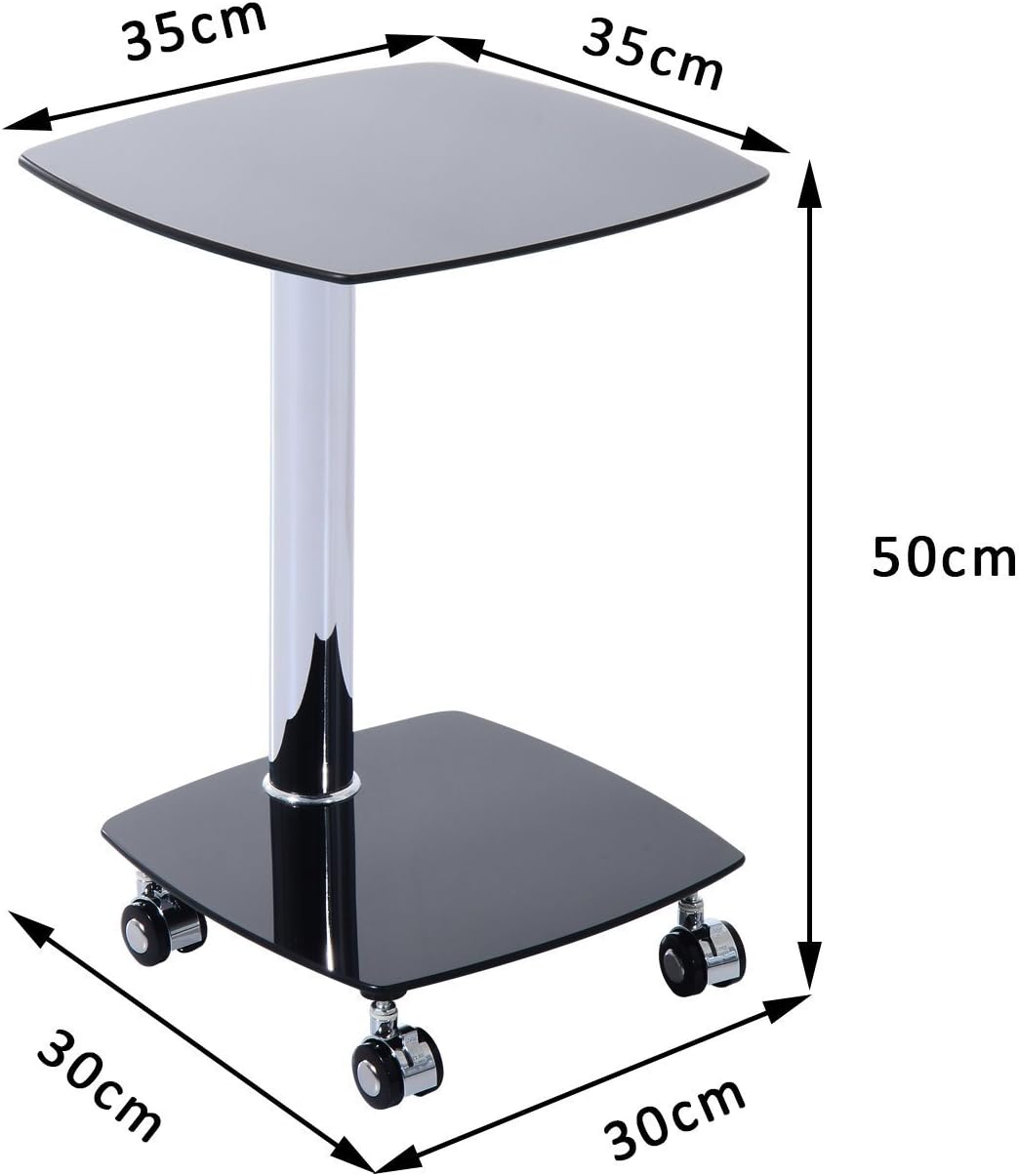 Homcom Glass Top Laptop Stand Square Side Table Pc Amazon Co Uk
