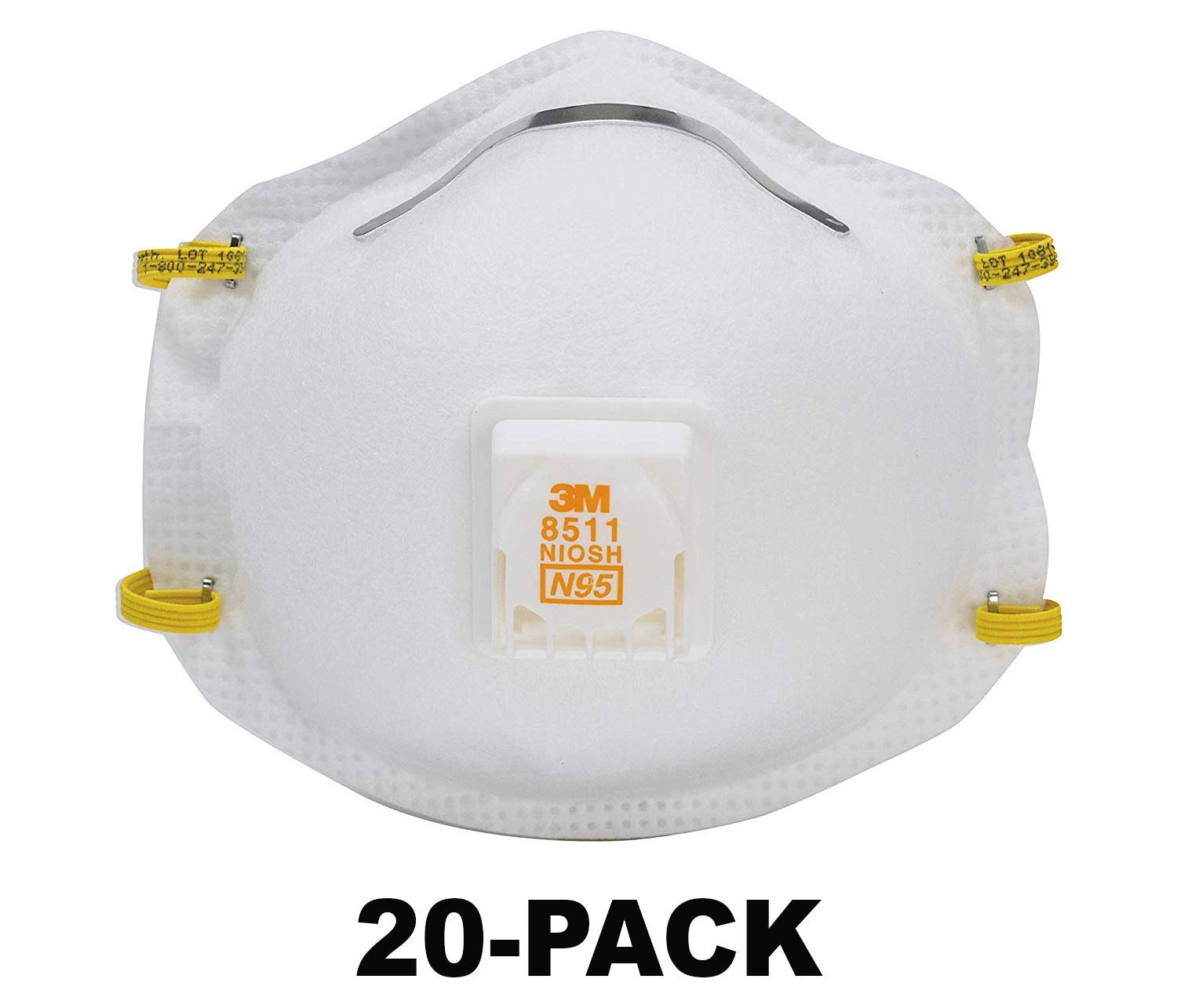 3M 8511 Respirator, N95, Cool Flow Valve (20-PACK)