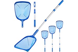 FBSPORT Pool Skimmer Net with Telescopic Pole, 59 inch Swimming Pool Leaf Net, Fine Mesh Pool Net, Pool Cleaner Maintenance T