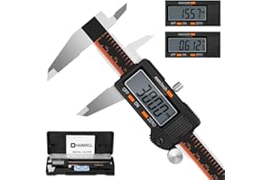 HARDELL Digital Caliper, 6 Inch Stainless Steel Caliper Measuring Tool with Large LCD Screen, Electronic Micrometer Caliper Digital Inch/Millimeter Conversion, Automatic Off(Ruler & 2 Batteries)