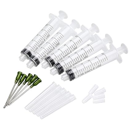 Lepakshi 5 Pack 10Ml Transparent Syringe with 5Pcs 14 Ga 1.5 Inch Blunt Tip Need