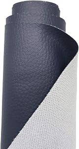 A-Express Grained Faux Leather Fabric Navy Blue 0.8mm 140cm Wide Half Metre