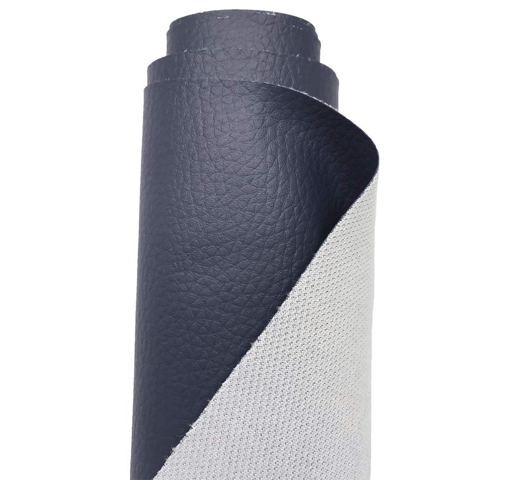 A-Express Grained Faux Leather Fabric Waterproof Heavy Duty Leatherette Vinyl Leathercloth Upholstery Textured Material - Navy Blue 5 Metres 500cm x 140cm — image 1