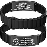 YOUNIFLARE Personalized Medical Alert Bracelet - Magnetic Silicon Customized Emergency ID Bracelet, Engraved Medic Info Wristband for Autism, Allergy, Diabetes, Epilepsy