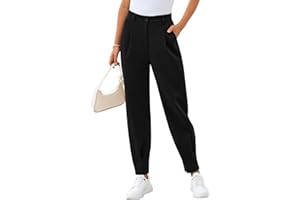 CFLONGE Women's 2024 High Waisted Pants for Women Bussiness Casual Ankle Length Work Pant Office Trouser Slacks with Pockets