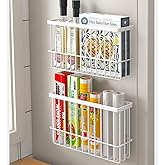 EigPluy 2 Piece Kitchen Cabinet Door Storage Box,Self Adhesive Wall Mounted Storage Boxes,Wardrobe/Bathroom/Refrigerator Small Items Organizer Storage Box (White)