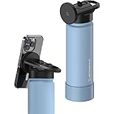 Scosche MFMS22 MagicMount Flask 22 oz Stainless Steel Water Bottle with MagSafe Phone Mount Stand, 12H Hot & 24H Cold Insulated Flask with Magnetic Phone Holder for Gym, Car, Travel, Sports 22oz, Blue
