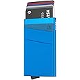 VULKIT Card Holder with Money Pocket Pop Up Wallet RFID Blocking Slim Metal Bank Card Case Holds 5 Cards and Notes(Blue)
