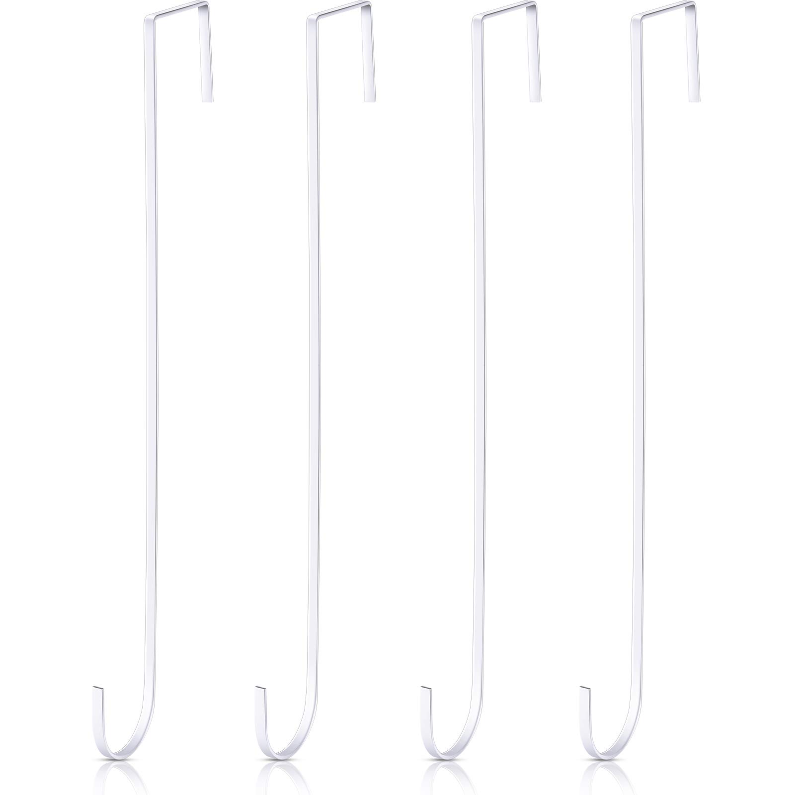 Hotop 15 Inch Wreath Hangers for Front Door Wreath Doors Hangers Steel Material Clothes Towel Hooks Holder over the Door Hanger Hooks for Christmas Halloween Front Decorations(White,4 Pieces)