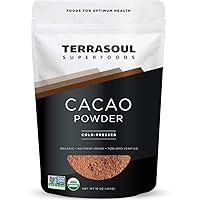 Terrasoul Superfoods Raw Organic Cacao Powder, 1 Lb - Raw | Keto | Vegan