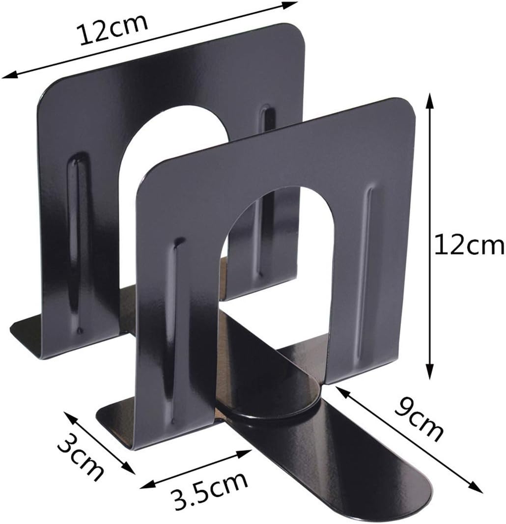 Xiaoyu Heavy Duty Bookends for Shelves Anti-Slip Base, Suitable for Library Office, Home, School, 2 works, Black - Image 5