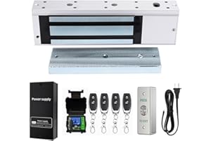 YUHANUS Door Access Control System 1200lbs Magnetic Lock Kit with 4 Remote Controls Stainless Steel Exit Button