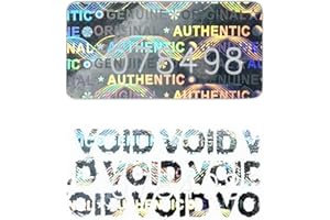 TLK&FBB Tamper Proof Stickers Hologram Labels/Sticker High Security Tamper Evident Seal Warranty Void w/Unique Sequential Serial Numbering Original Genuine Authentic Rectangle (0.8x0.4 inch Sliver 180pcs)