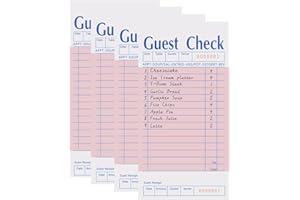 VIANDKI 4 Pack Pink Guest Checks Books for Servers, Server Note Pads, Waiter Checkbook, Waitress Notepad for Restaurants Supplies, Order Pad Paper Checks 50 Sheets/Pack, 200 Total Tickets